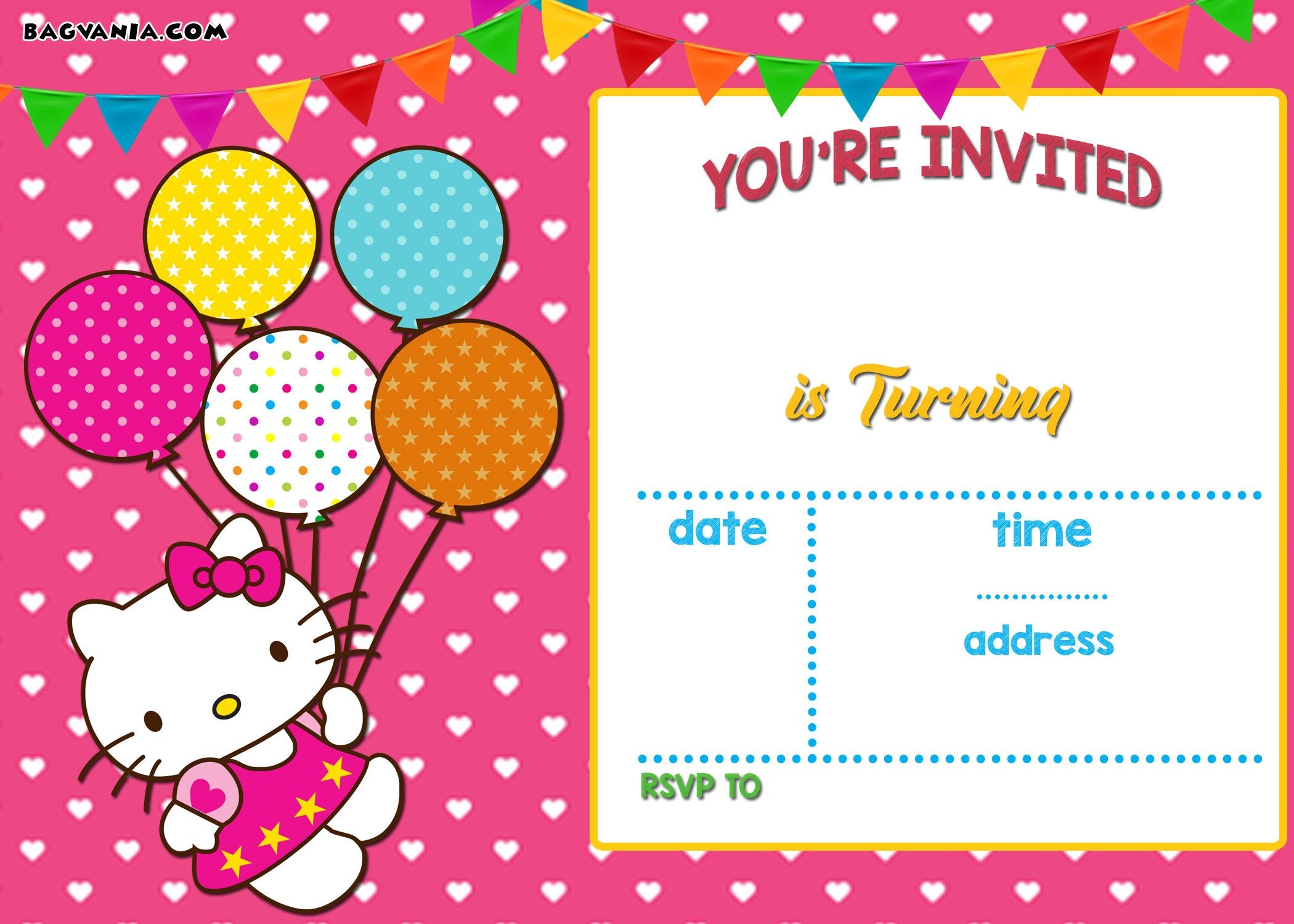 Personalized Hello Kitty Birthday Invitations - | Ayeza&amp;#039;s 7Th - Free Printable Kitten Birthday Invitations
