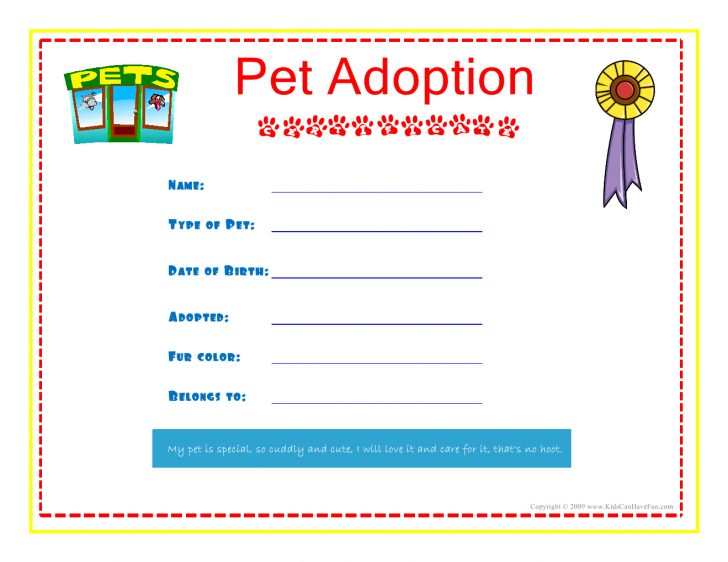 Fake Adoption Certificate Free Printable
