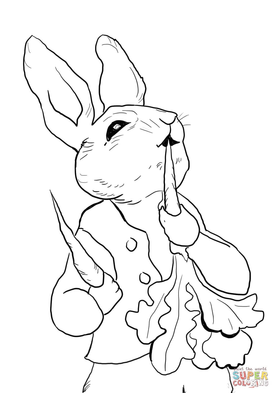 Peter Rabbit Eating Radishes Coloring Page From Peter Rabbit - Free Printable Peter Rabbit Coloring Pages