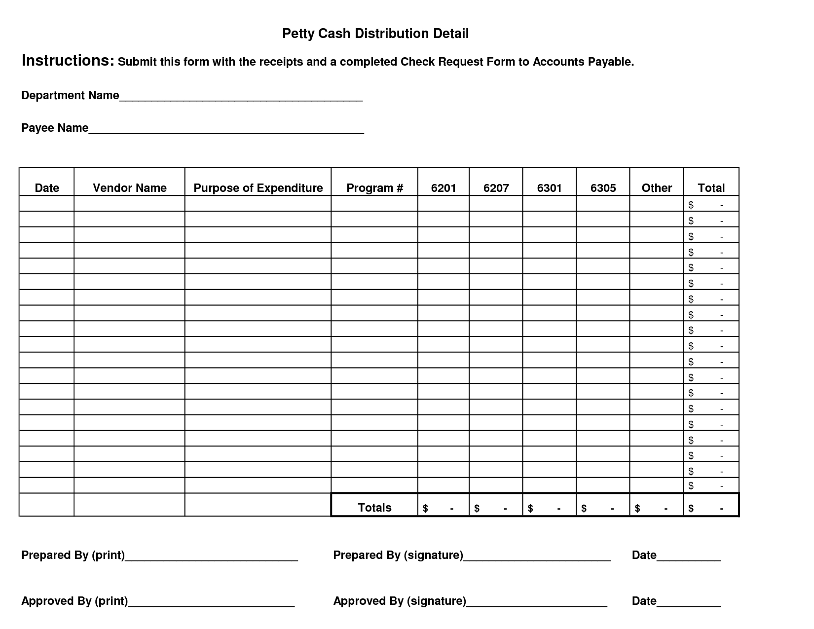 Printable Petty Cash Form Printable Forms Free Online