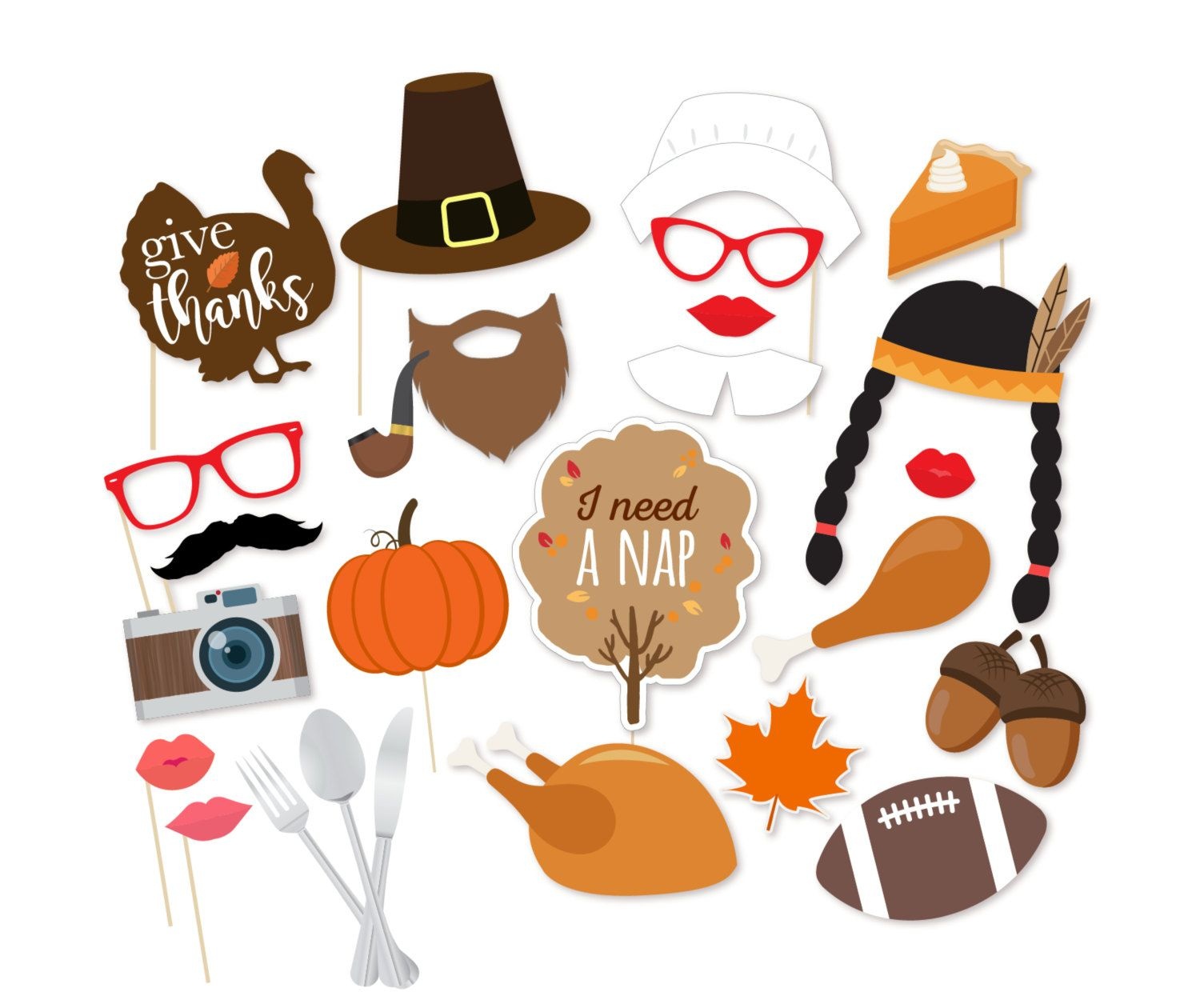 Photo Booth Props - Photo Props - Thanksgiving Photo Booth - Free Printable Thanksgiving Photo Props