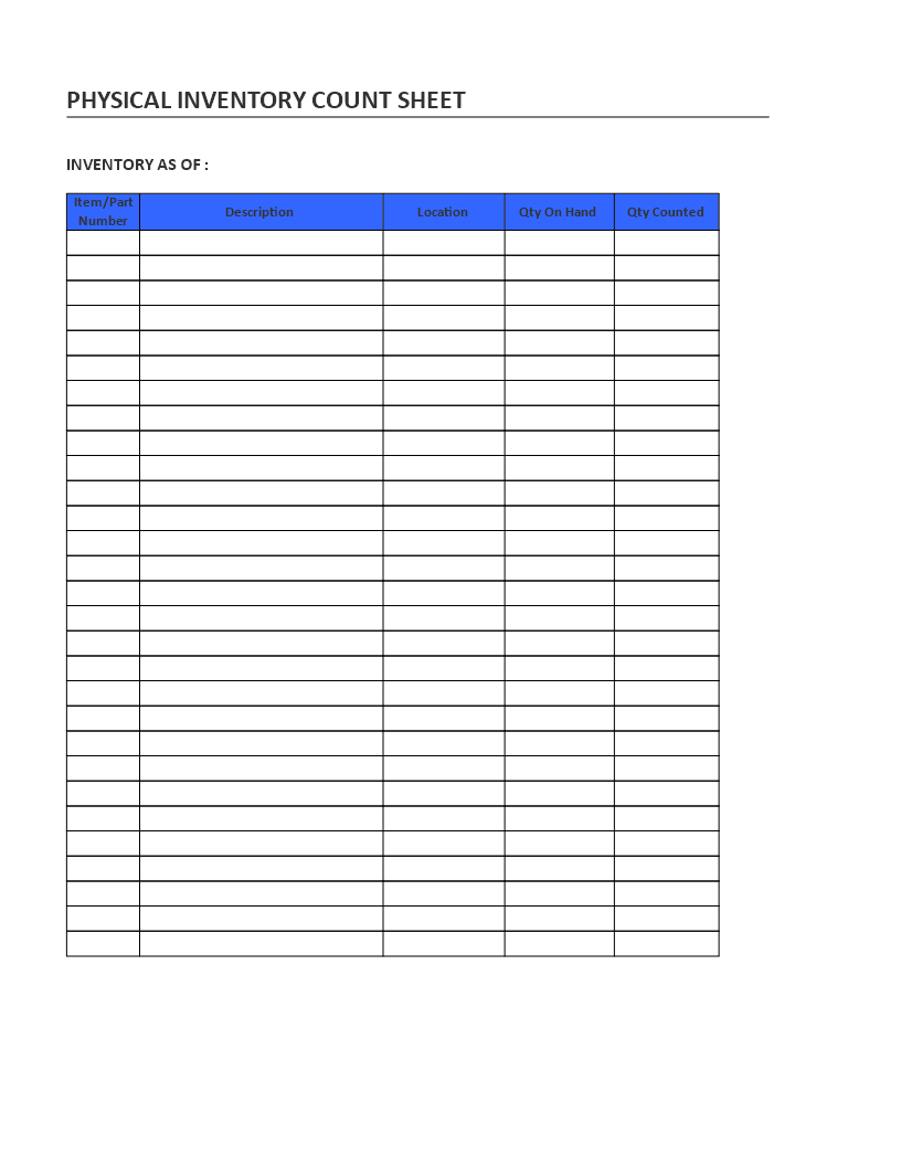 Physical Inventory Count Sheet - Physical_Inventory_Count_Sheet.doc - Free Printable Inventory Sheets Business