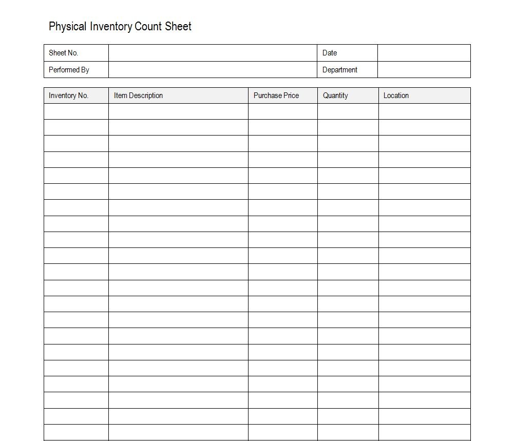 Physical Inventory Count Sheet Templates - Tutlin.psstech.co - Free Printable Inventory Sheets