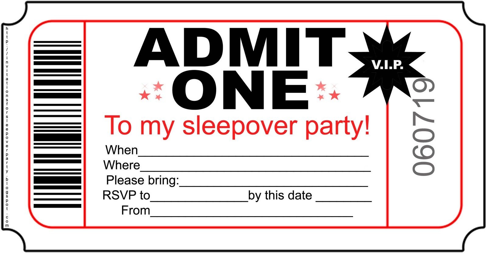 Pictures Of Birthday Invitation Foldables | Free Boys Sleepover - Free Printable Admit One Invitations