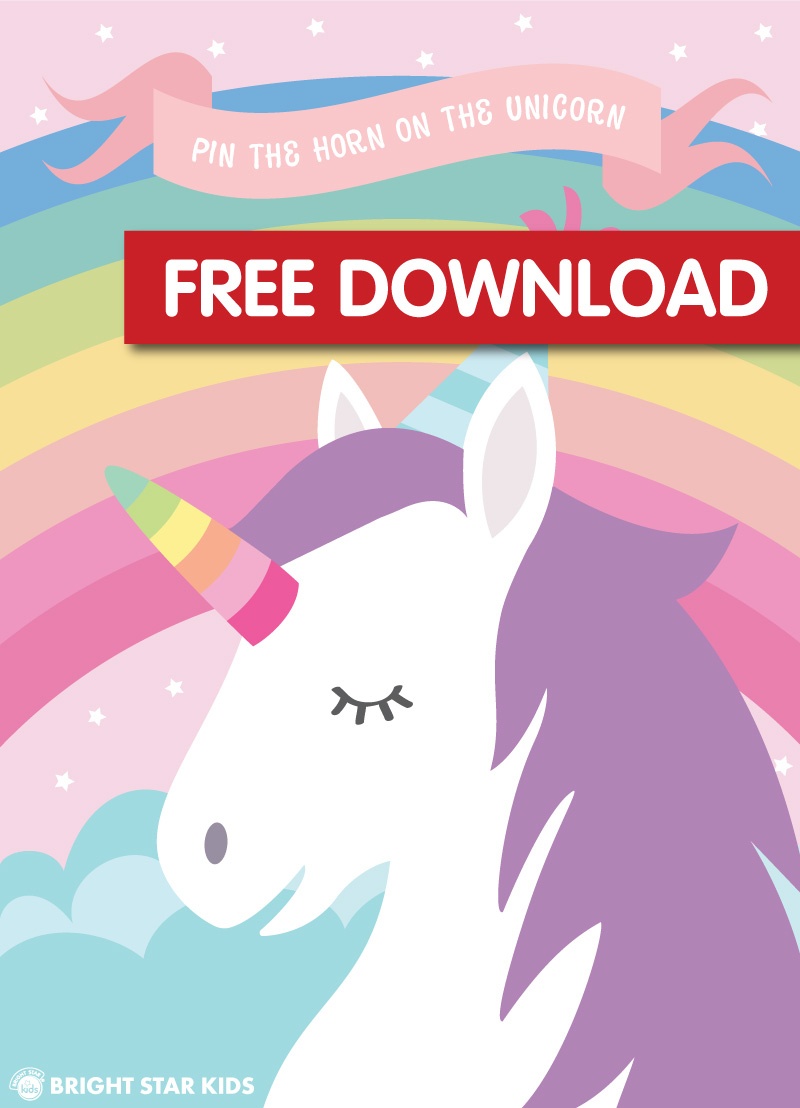 Pin The Horn On The Unicorn Free Printable - Bright Star Kids - Unicorn Printable Free