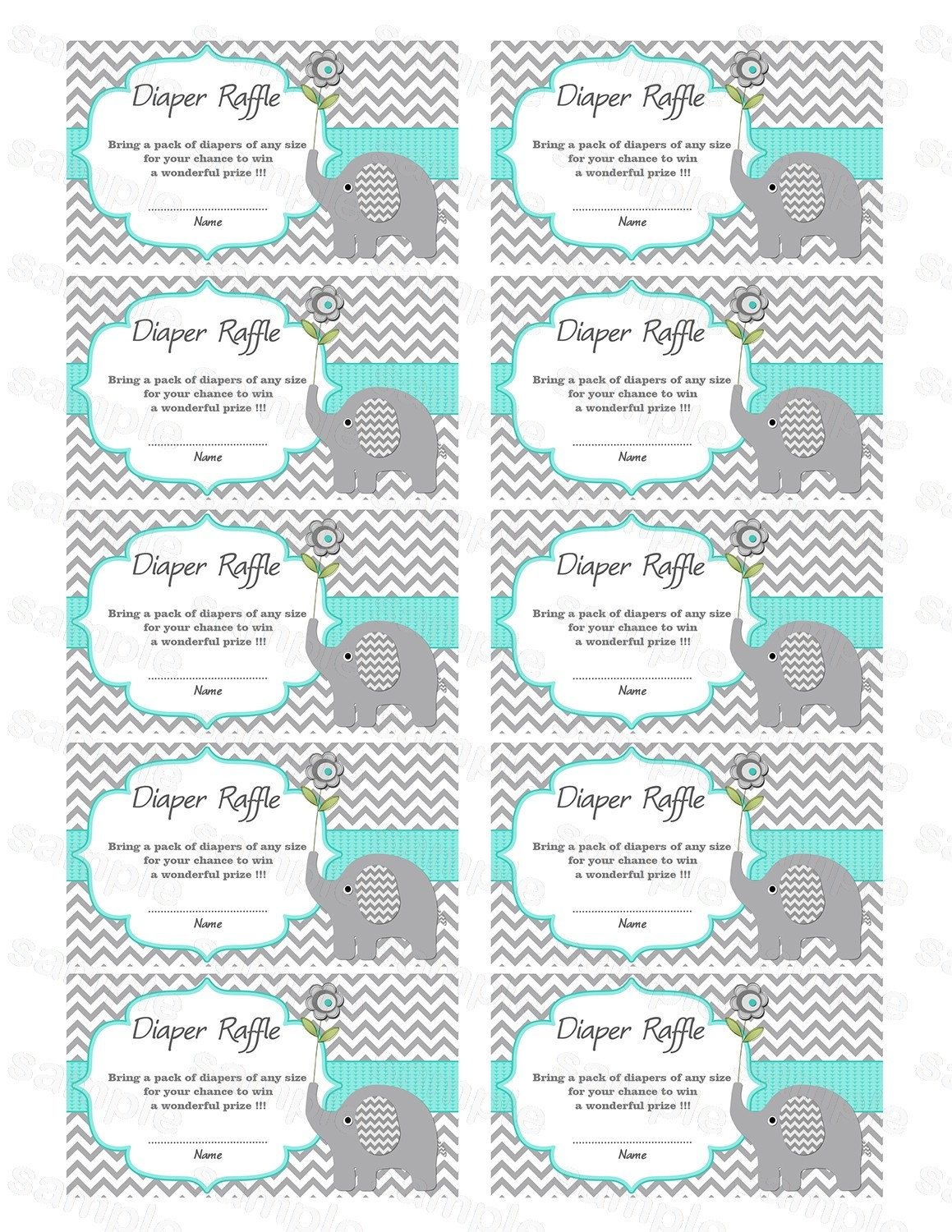 Pincindy Wallace On Diy | Baby Shower Diapers, Baby Shower - Free Printable Diaper Raffle Tickets Elephant