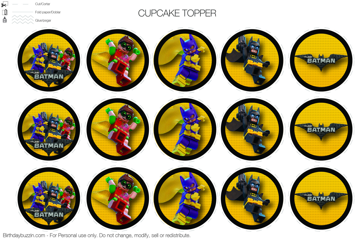 Pincrafty Annabelle On Lego Batman-Super Heros Printables In - Free Printable Lego Cupcake Toppers