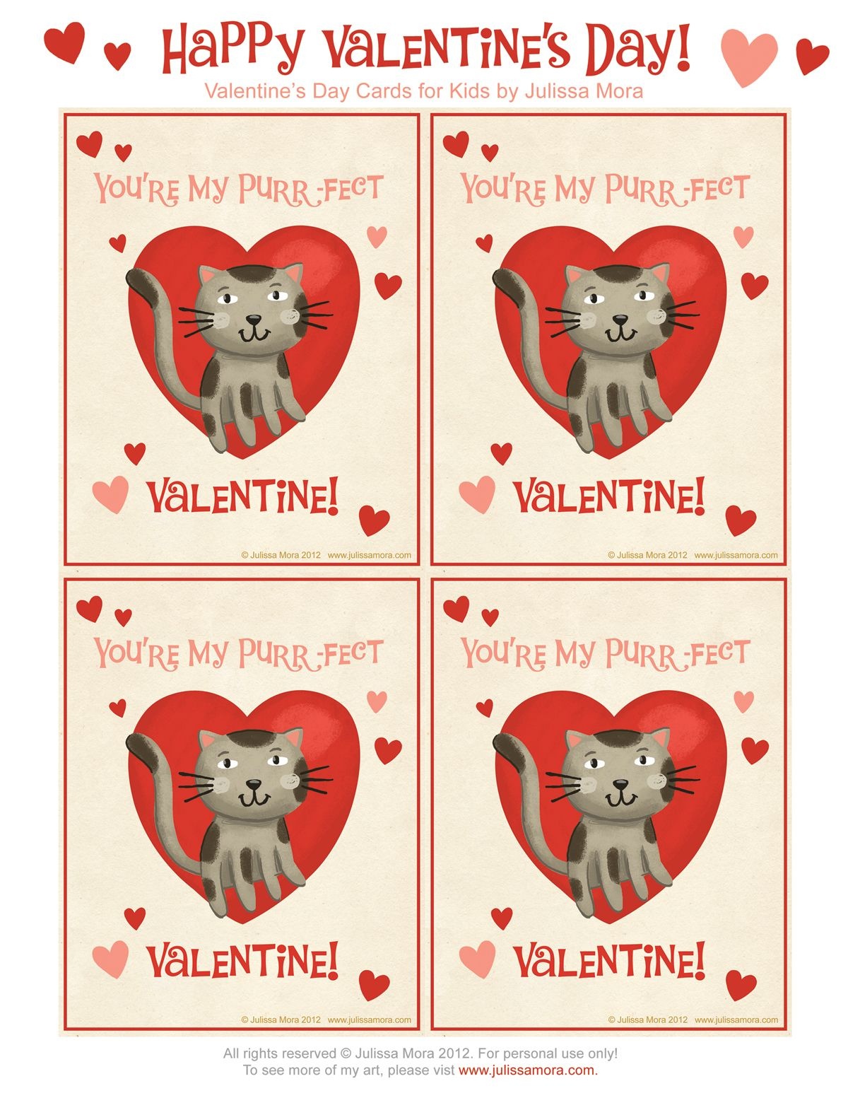 Pinterest - Free Printable Cat Valentine Cards