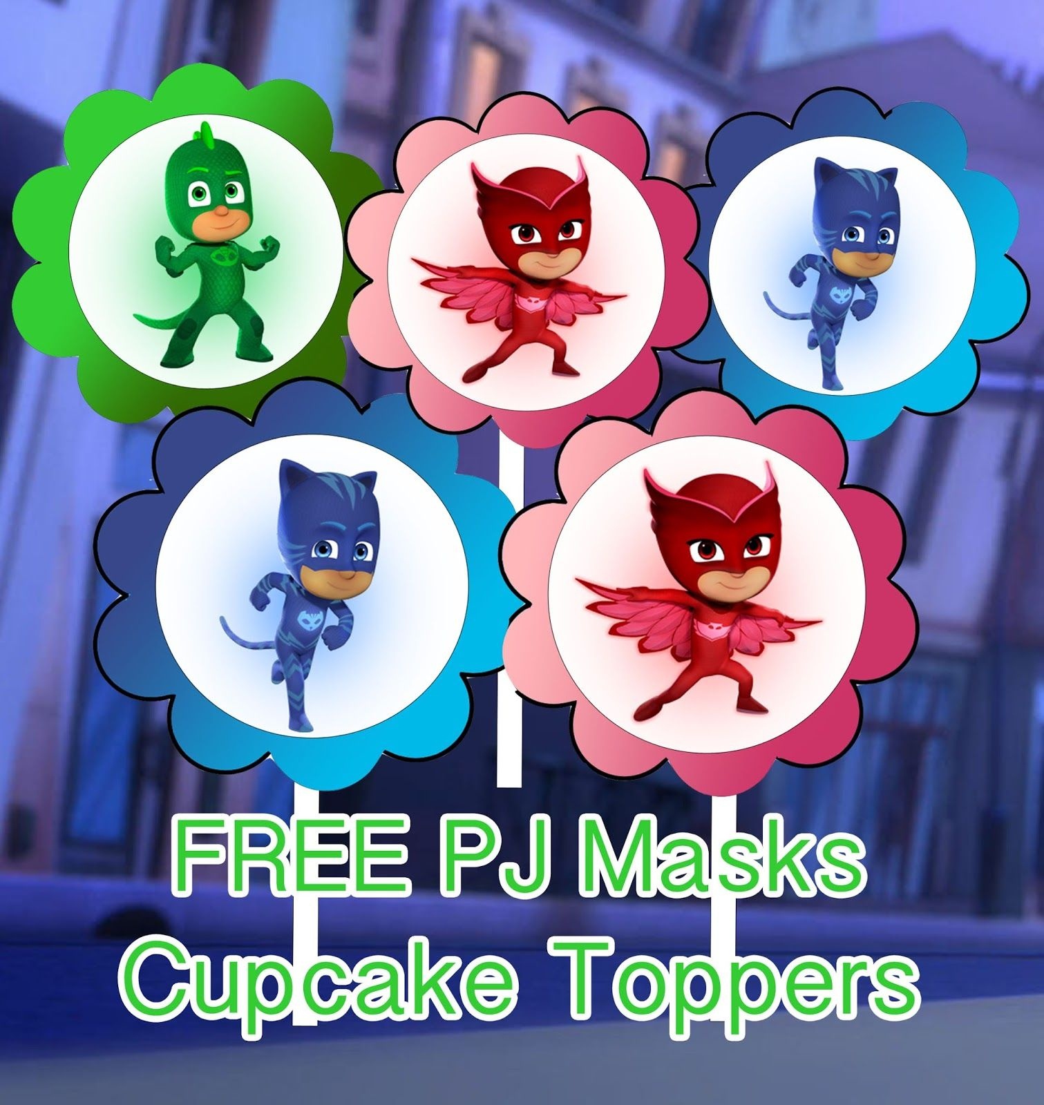 Pj Masks Birthday Party Printable Files Cupcake Toppers | Kids - Pj Mask Free Printables