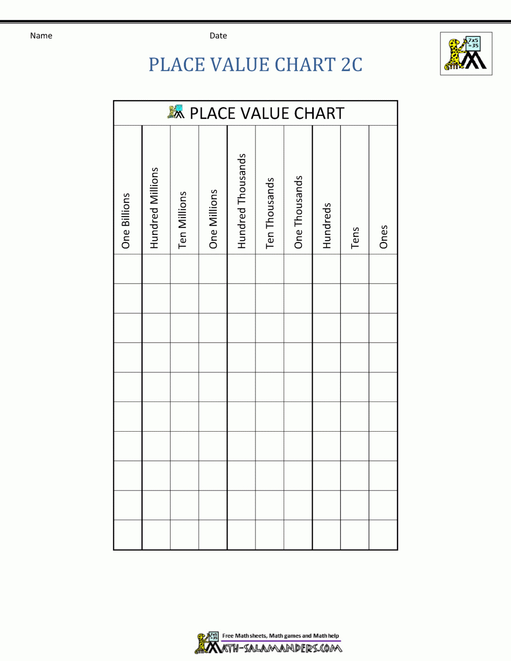 Place Value Charts - Free Printable Place Value Chart In Spanish