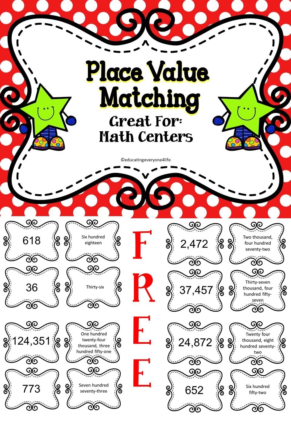 Place Value | Miss Johnson | Math Classroom, Elementary Math, Math - Place Value Game Printable Free