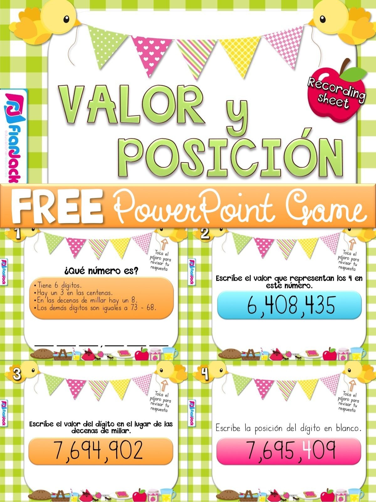 Place Value Picnic Spanish Powerpoint Game Freebie | Spanish - Free Printable Place Value Chart In Spanish