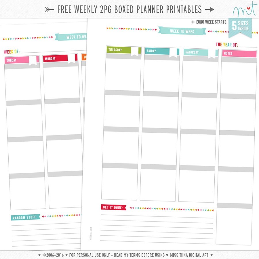 Planner Printables | Misstiina - Free Printable Diary Pages