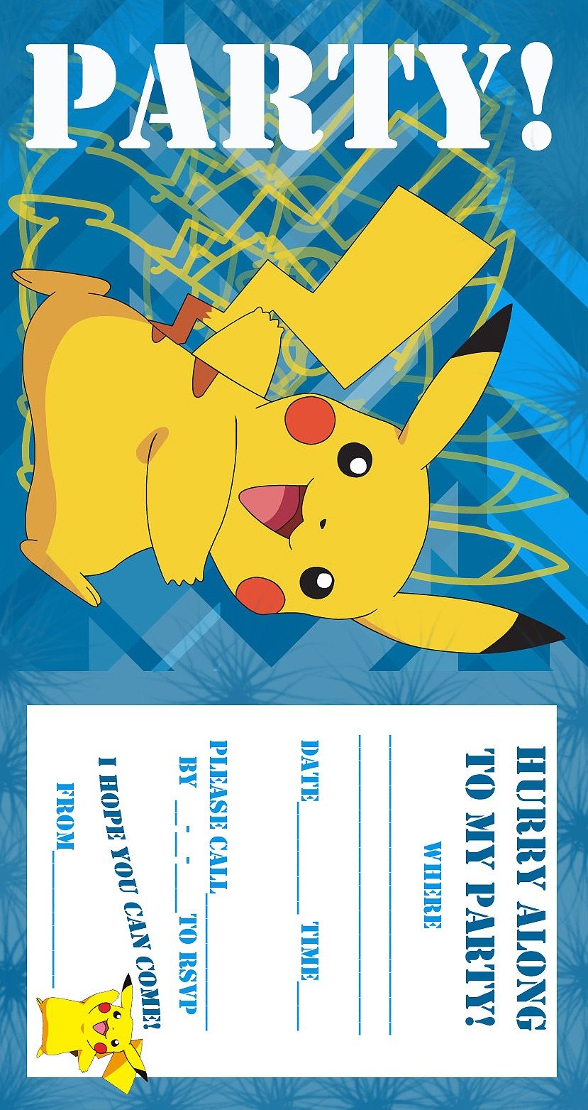 Pokemon Coloring Pages: Birthday Party Invitation Free And Printable - Pokemon Invitations Printable Free