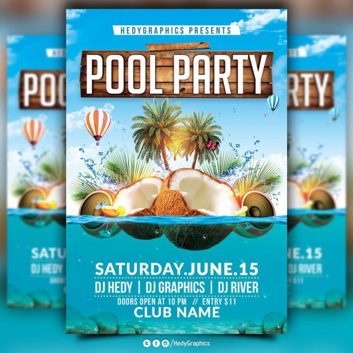 Pool Party Flyers Free Printable
