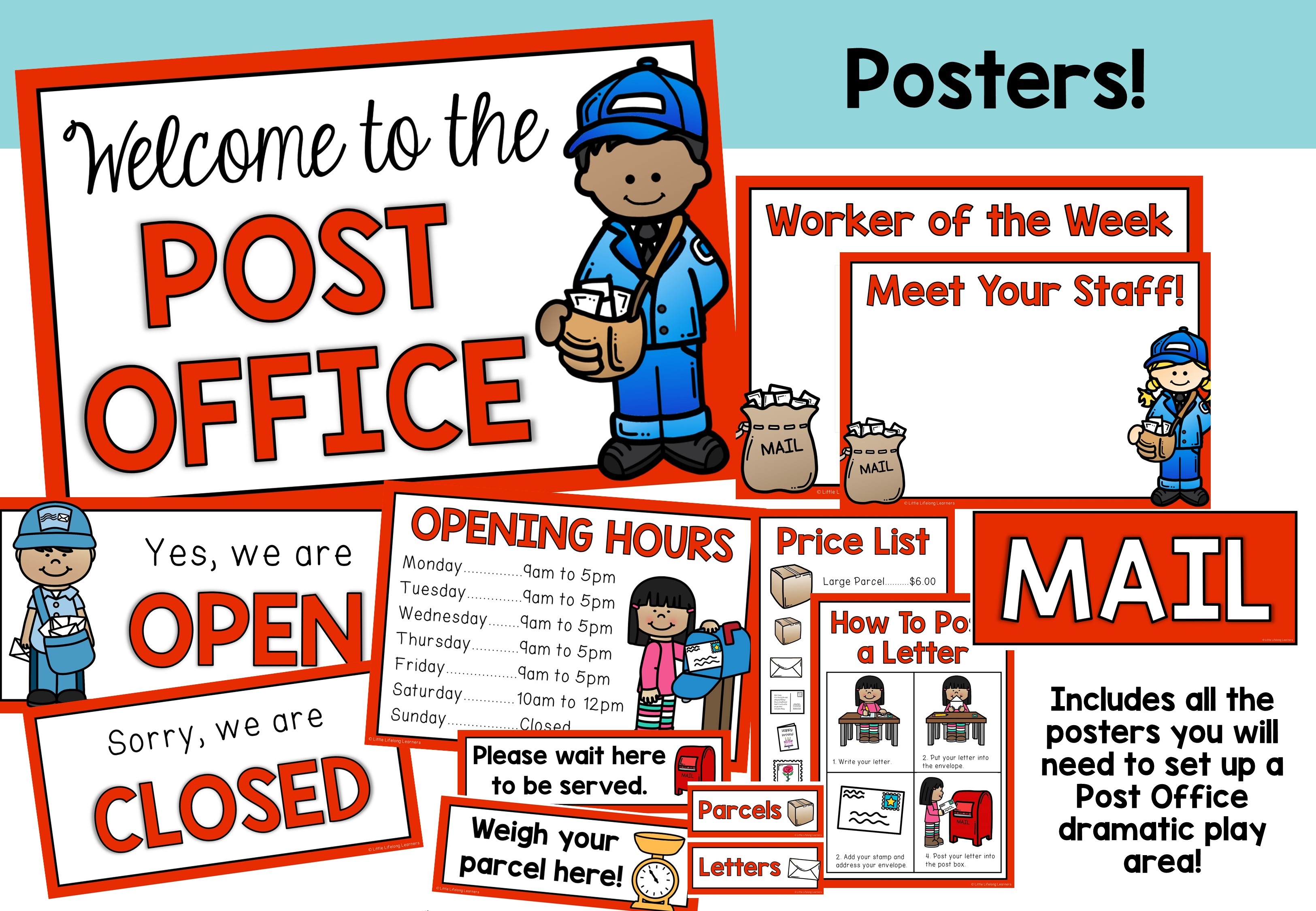 Post Office Dramatic Play Set - Little Lifelong Learners - Post Office Dramatic Play Free Printables