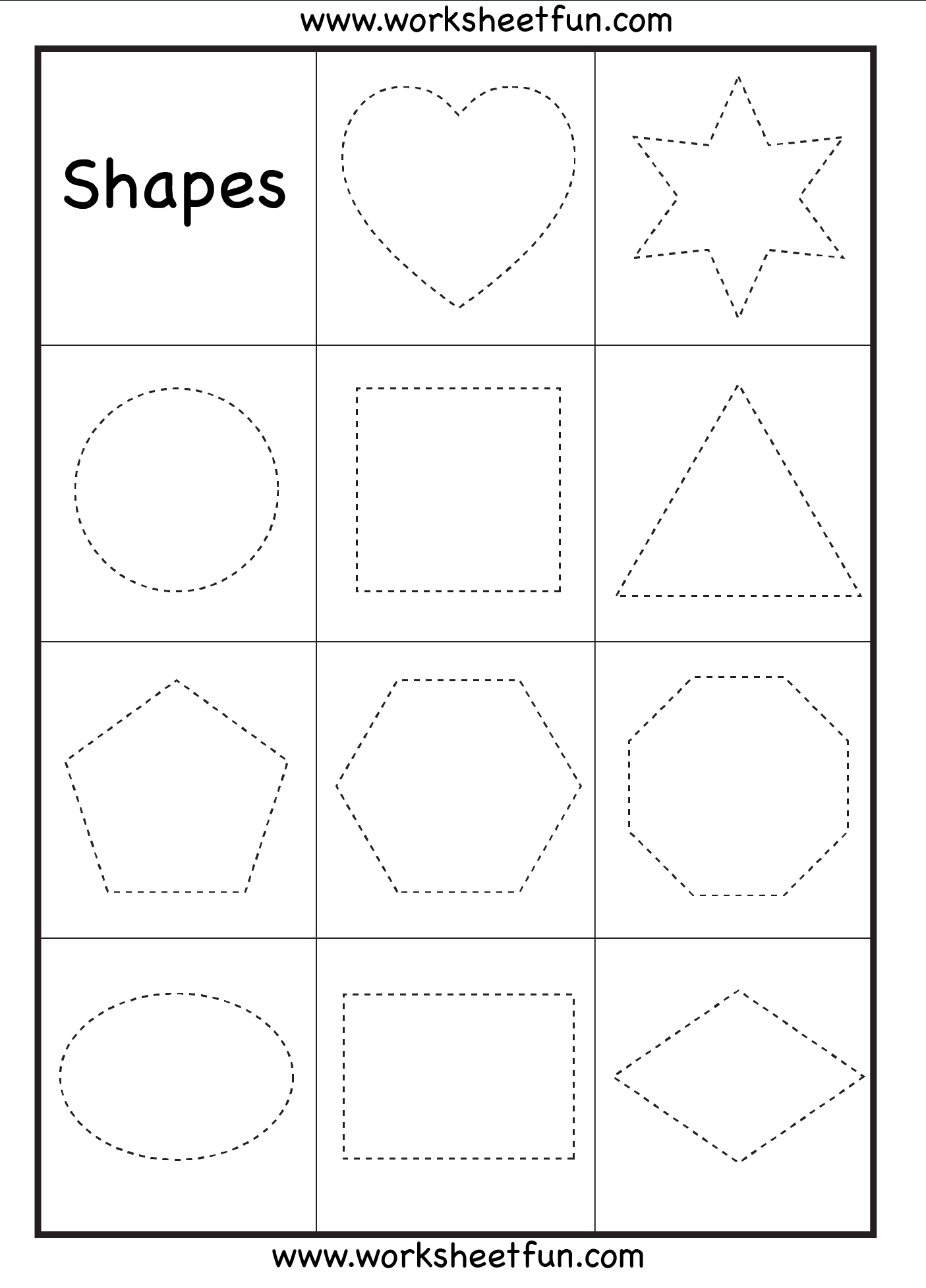 Preschool Shapes Tracing Worksheet | Printable Worksheets - Shapes Worksheets Printable Free