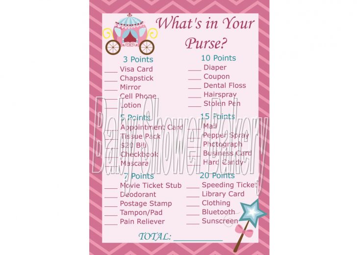 Free Printable Baby Shower Game What's In Your Purse