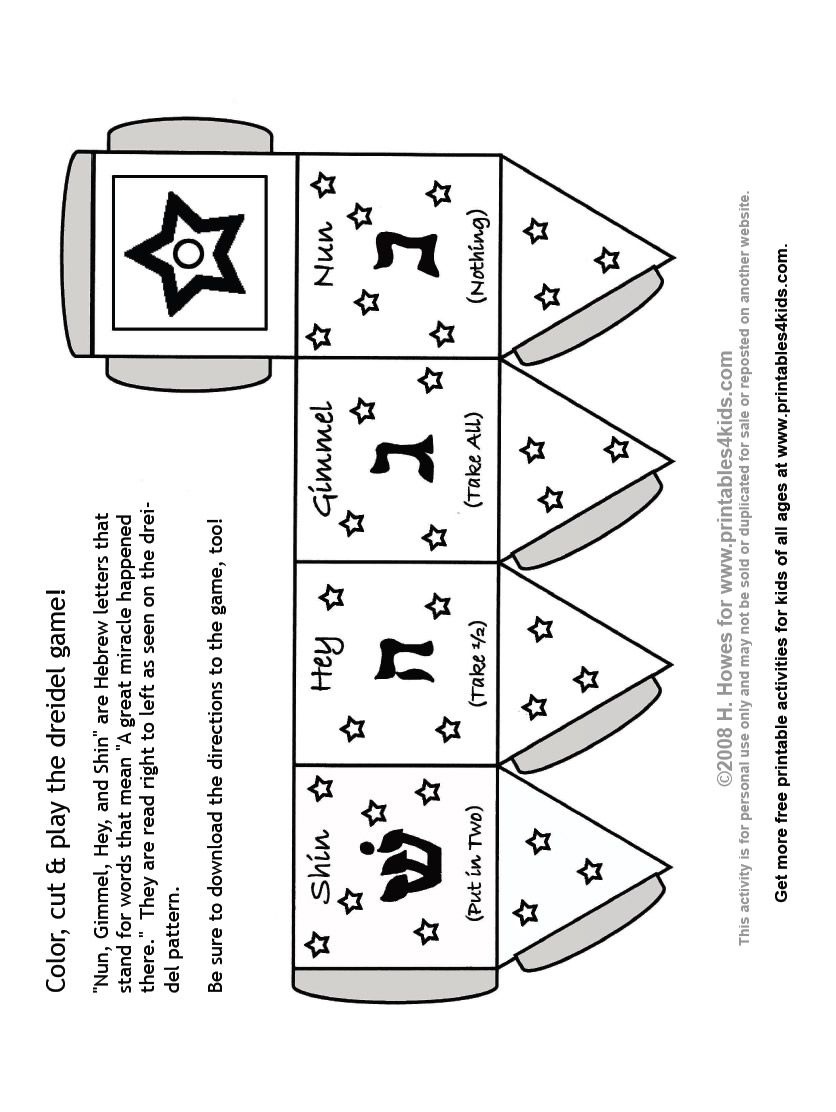 Print And Color Dreidel Game : Printables For Kids – Free Word - Free Printable Dreidel Template