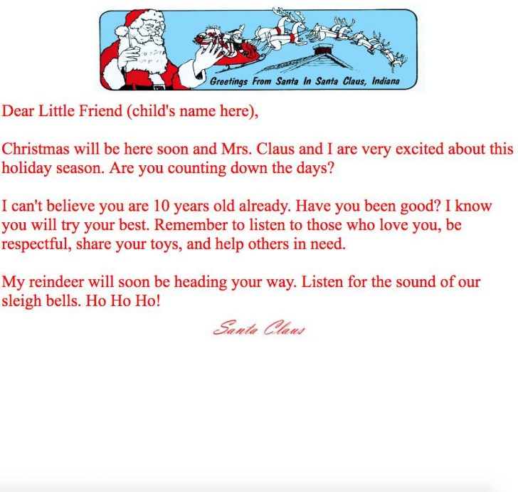 Free Printable Letters From Santa Claus