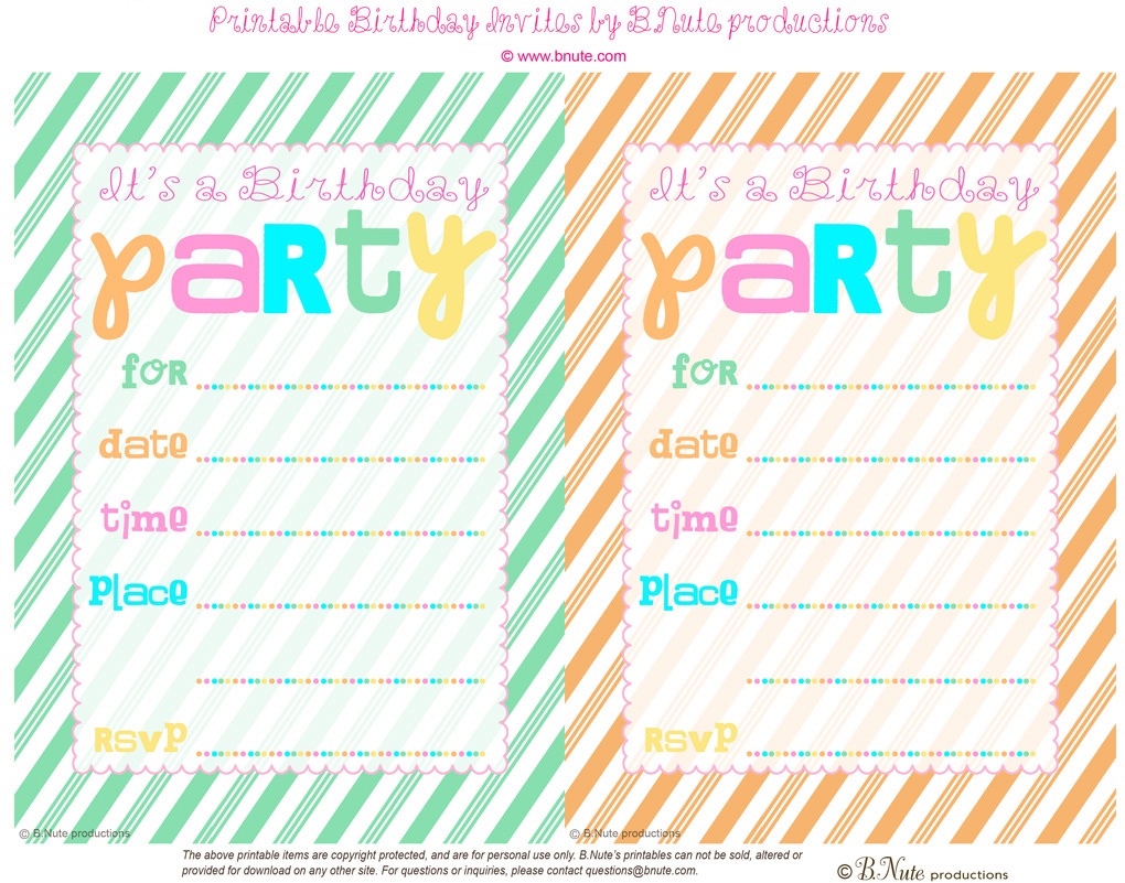 Print Party Invitations - Kaza.psstech.co - Free Printable Birthday Party Invitations