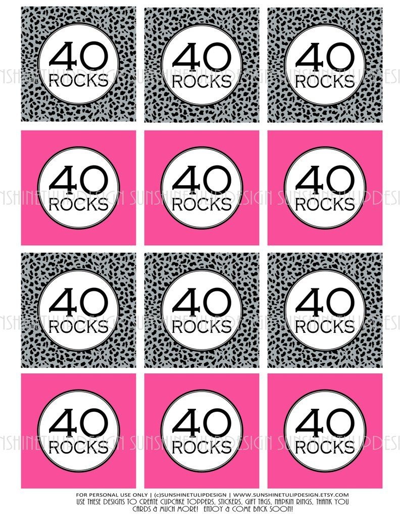 Printable 40Th Birthday Cupcake Toppers, Sticker Labels &amp;amp; Party - 40Th Birthday Free Printables