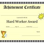 Printable Achievement Certificates Kids | Hard Worker Achievement   Free Printable Blank Certificates Of Achievement
