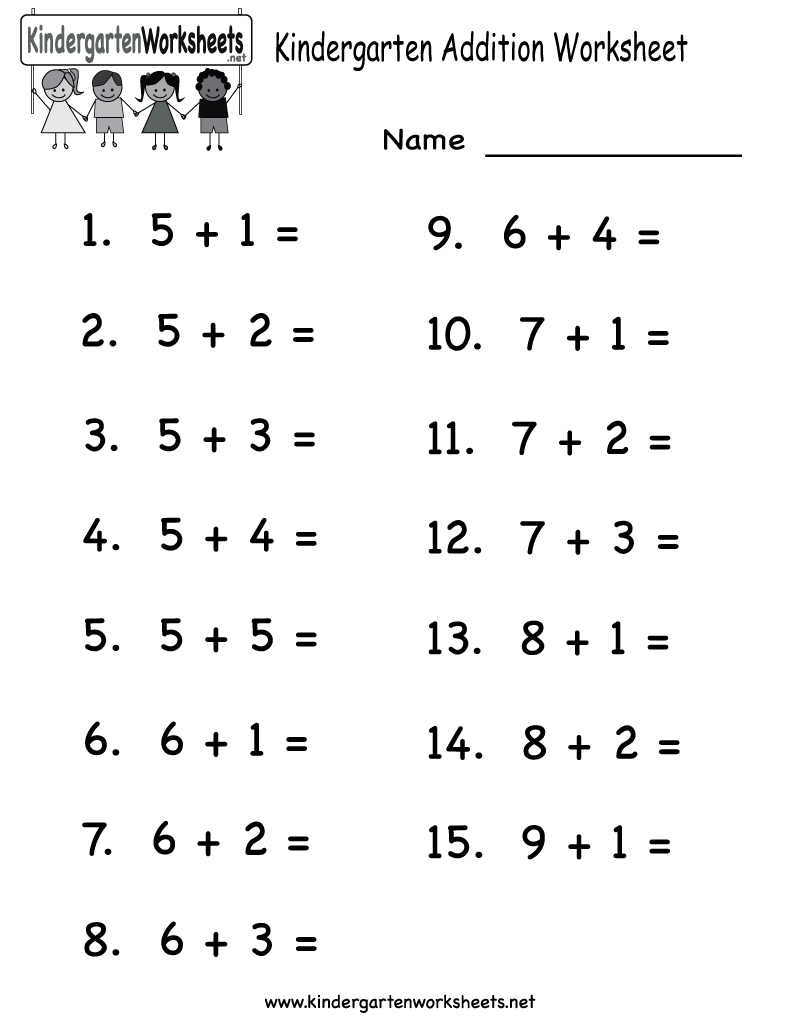 Printable Adding Worksheets | Kindergarten Addition Worksheet - Free - Free Printable Math Sheets