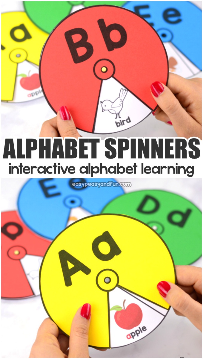 Printable Alphabet Spinners - Easy Peasy And Fun - Free Printable Alphabet Wheels