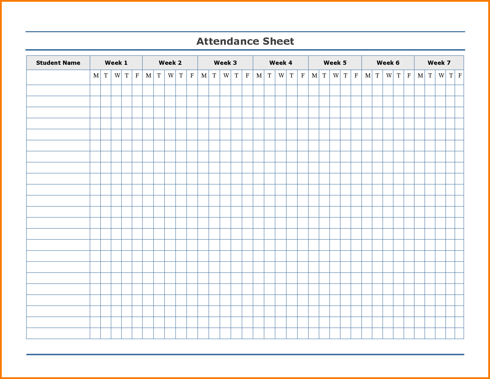 Printable Attendance Tracker | Swimming Organization | Attendance - Free Printable Attendance Sheet