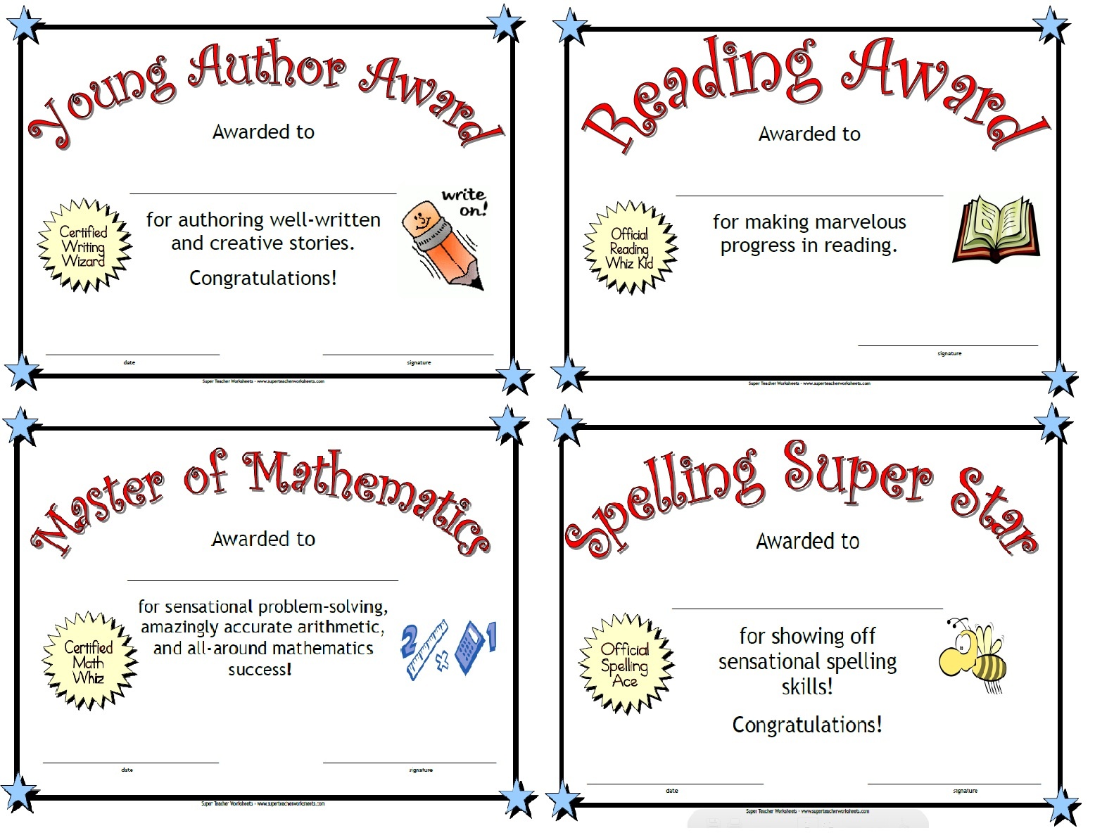 End Of The Year Awards 44 Printable Certificates Squarehead