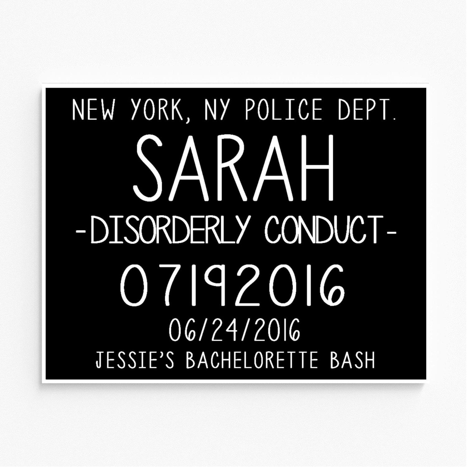 Printable Bachelorette Party Mugshot Signs. Customized With | Etsy - Printable Mugshot Sign Free