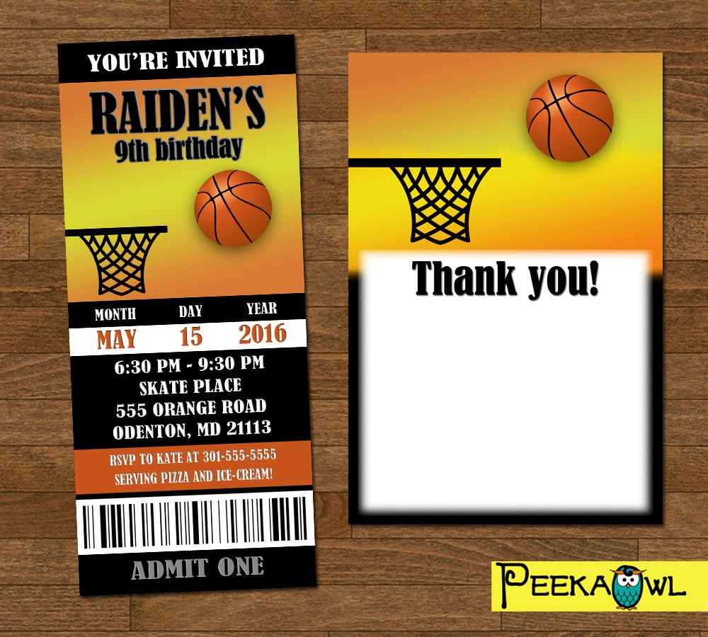 Printable Basketball Invitation Ticket Customize Basketball | Etsy - Basketball Invites Free Printable