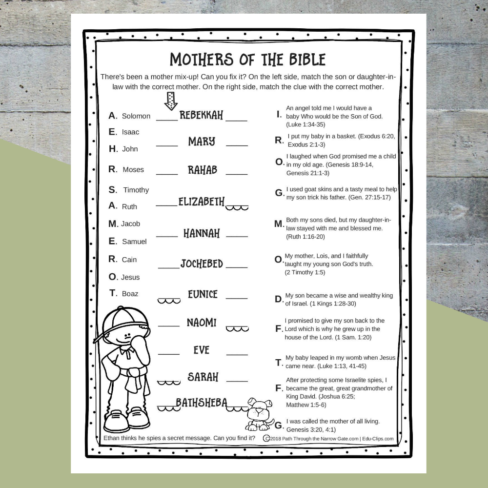 Printable Bible Activities Archives - Path Through The Narrow Gate - Free Printable Bible Games For Kids