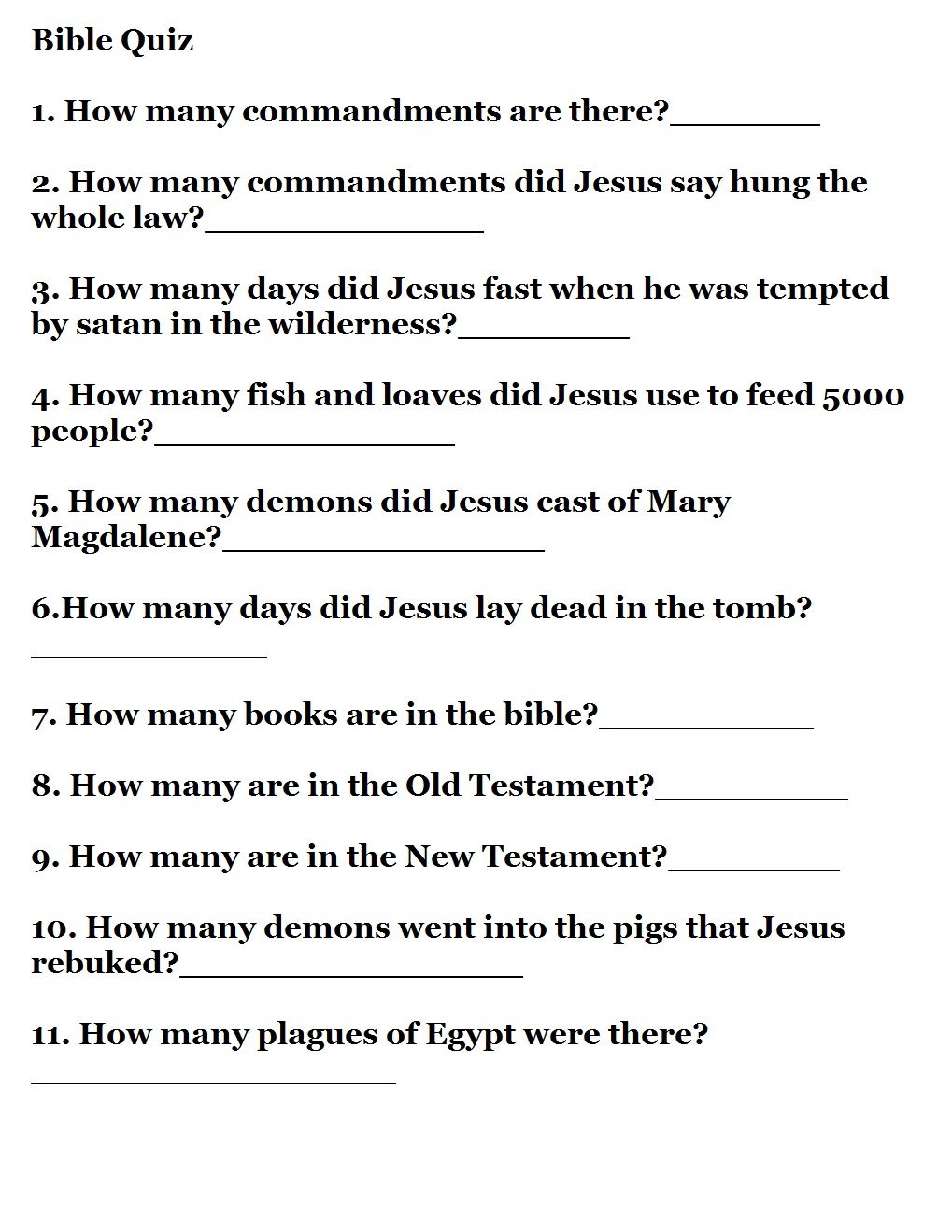 Bible Trivia Printable Questions Answers Printable World Holiday