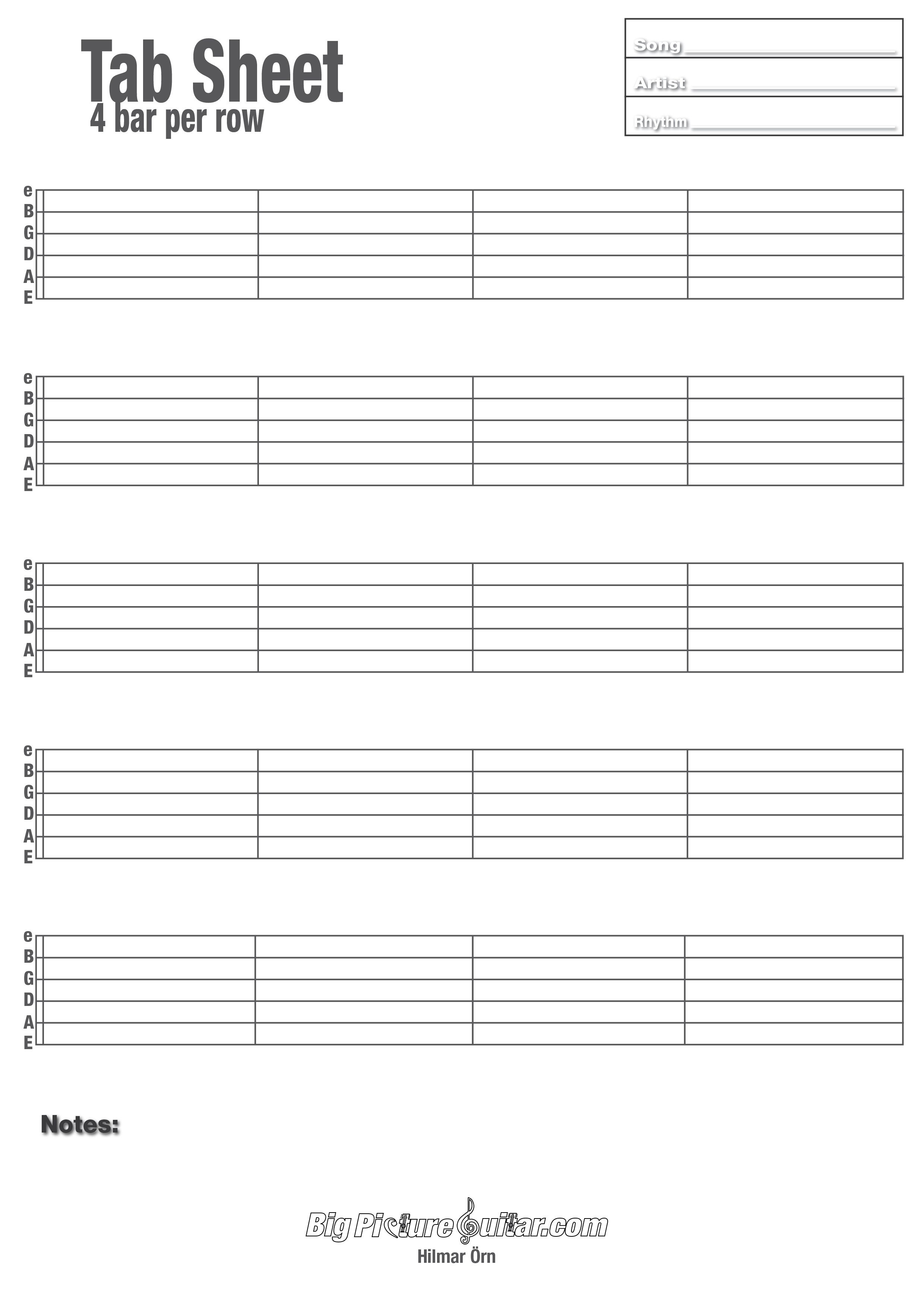 Printable Blank Guitar Tab Sheets | Music! In 2019 | Guitar Tabs - Free Printable Blank Guitar Chord Charts