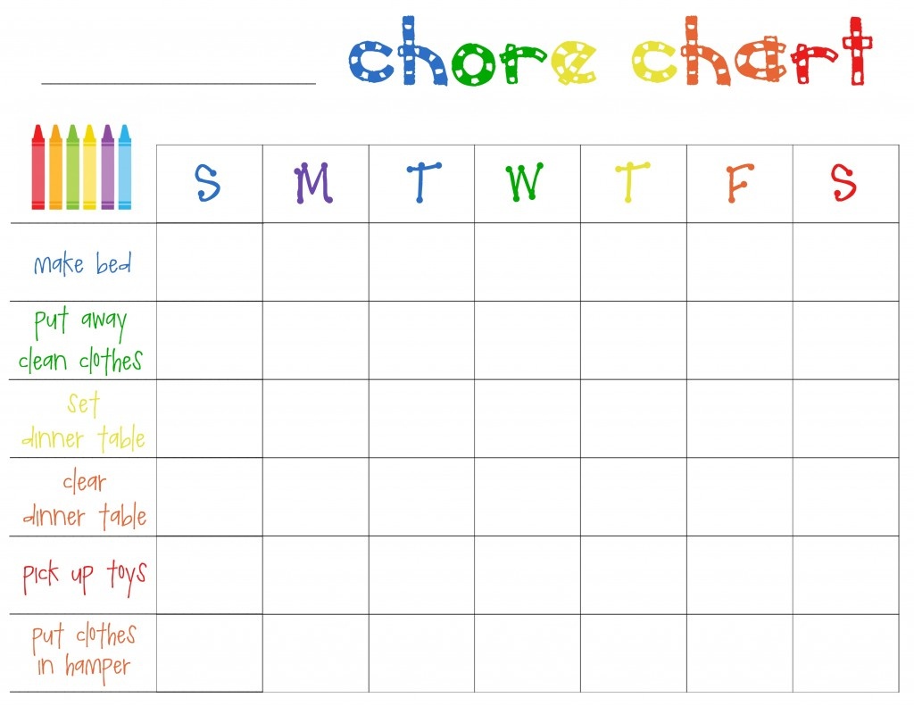 Printable Chore Charts Free | Acme Of Skill - Free Printable Charts And Lists