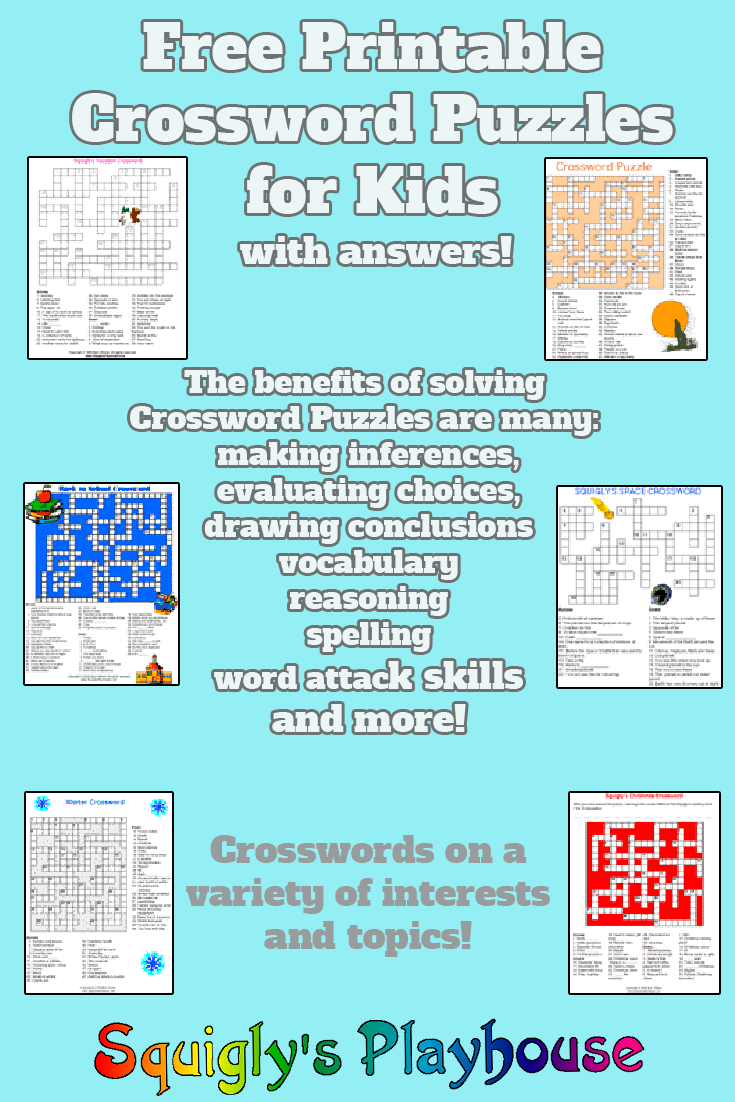 Printable Crossword Puzzles For Kids At Squigly&amp;#039;s Playhouse - Free Printable Variety Puzzles