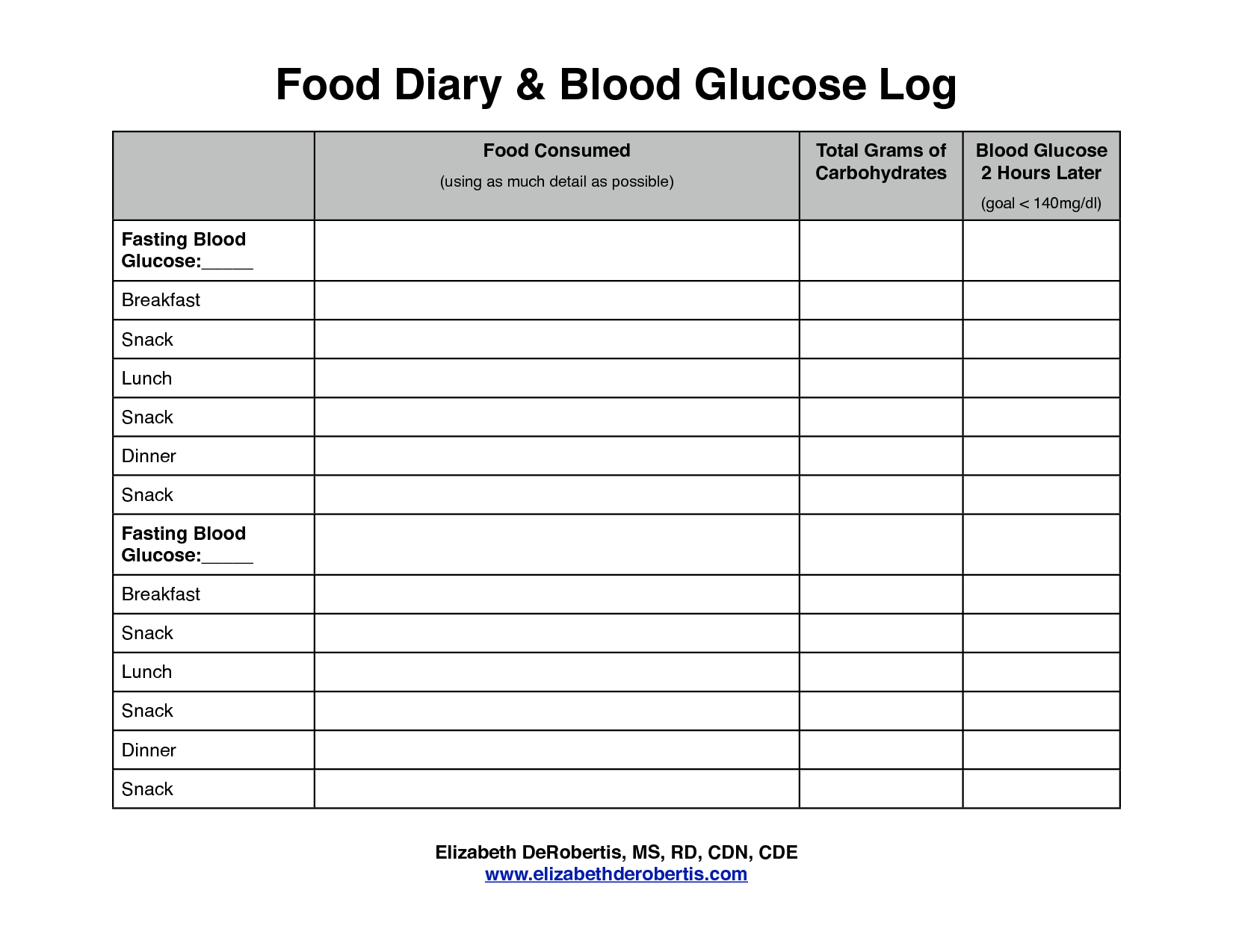 Printable Diabetic Food And Blood Sugar Log | Diabetes Log In 2019 - Free Diabetic Log Book Printable