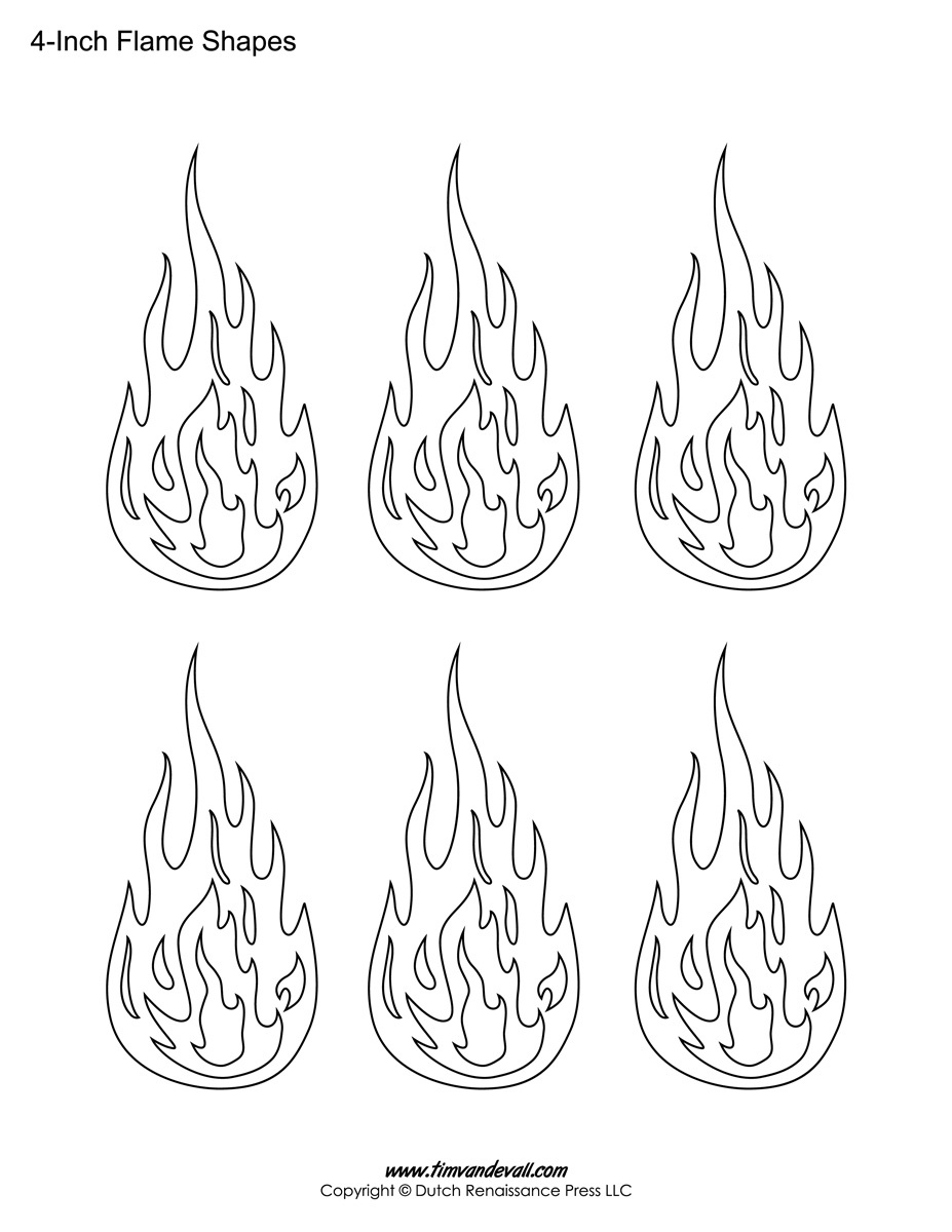 Printable Flame Stickers, Flame Templates, Flame Shapes - Free Printable Flame Template