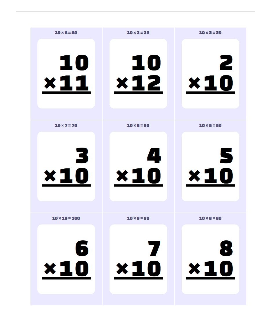 Printable Flash Cards - Free Printable Multiplication Flash Cards