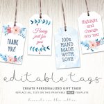 Printable Floral Gift Tags Party Favors Editable Labels Baby | Etsy   Free Printable Favor Tags For Bridal Shower