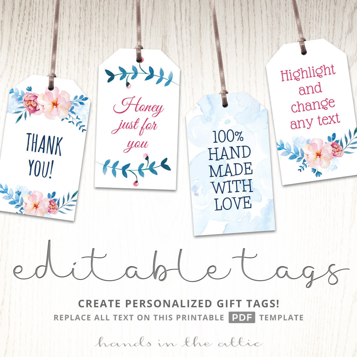Printable Floral Gift Tags Party Favors Editable Labels Baby | Etsy - Free Printable Favor Tags For Bridal Shower