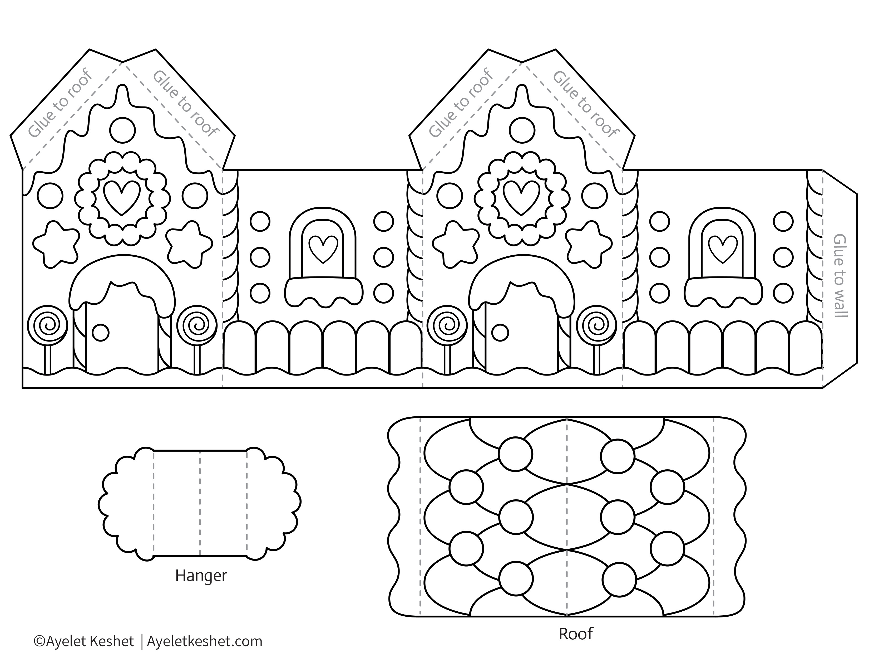 Printable Gingerbread House Template To Color - Ayelet Keshet - Gingerbread Template Free Printable