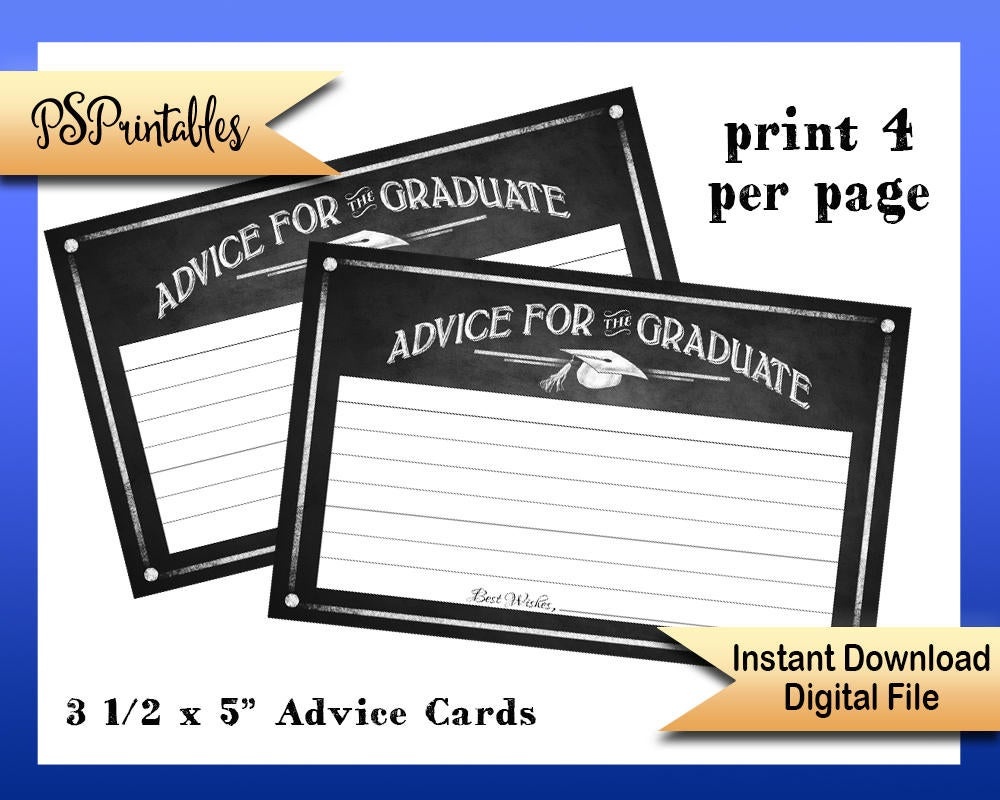 Printable Graduation Advice Cards Advice For Graduate Cards | Etsy - Free Printable Graduation Advice Cards