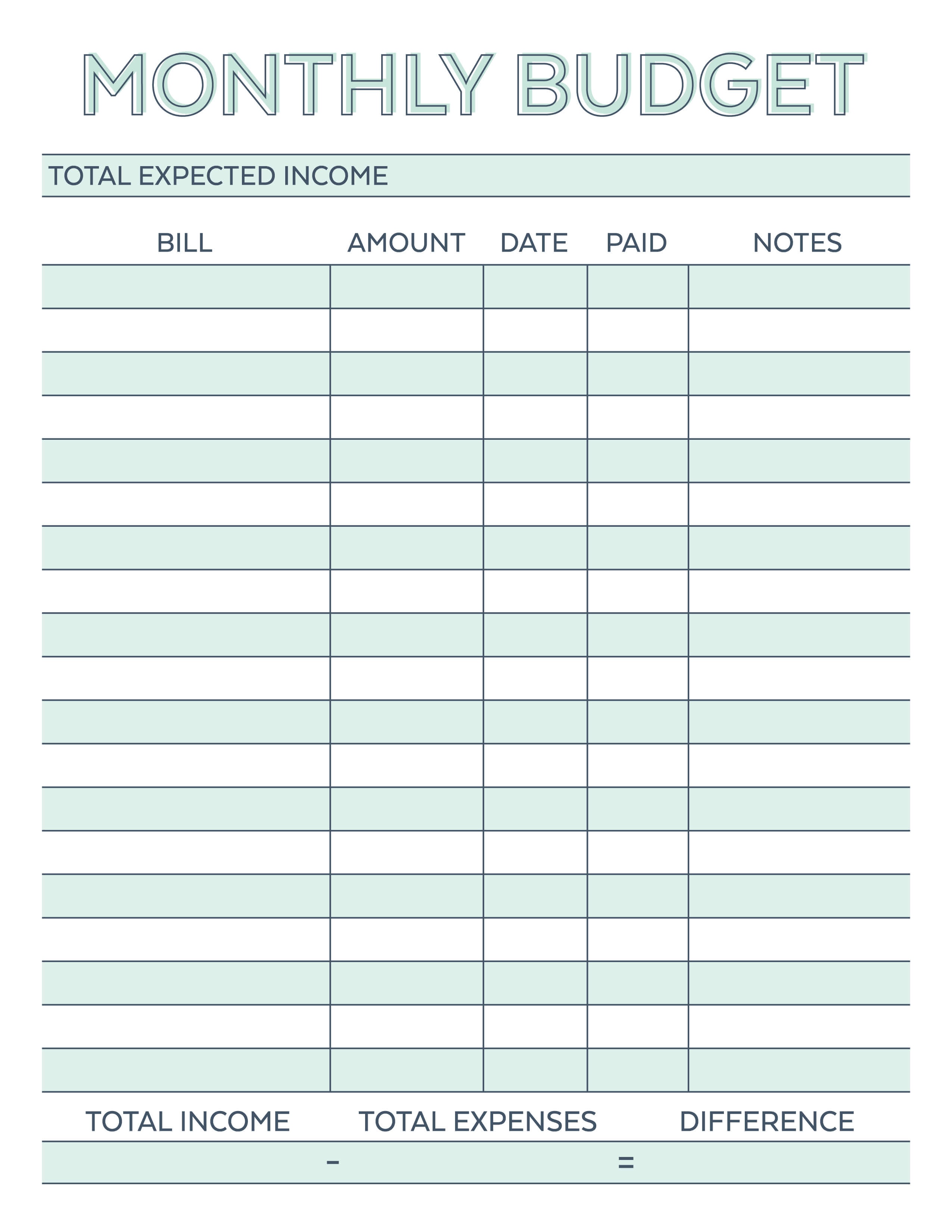 Printable Home Budget Worksheet - Tutlin.psstech.co - Free Printable Budget Worksheets