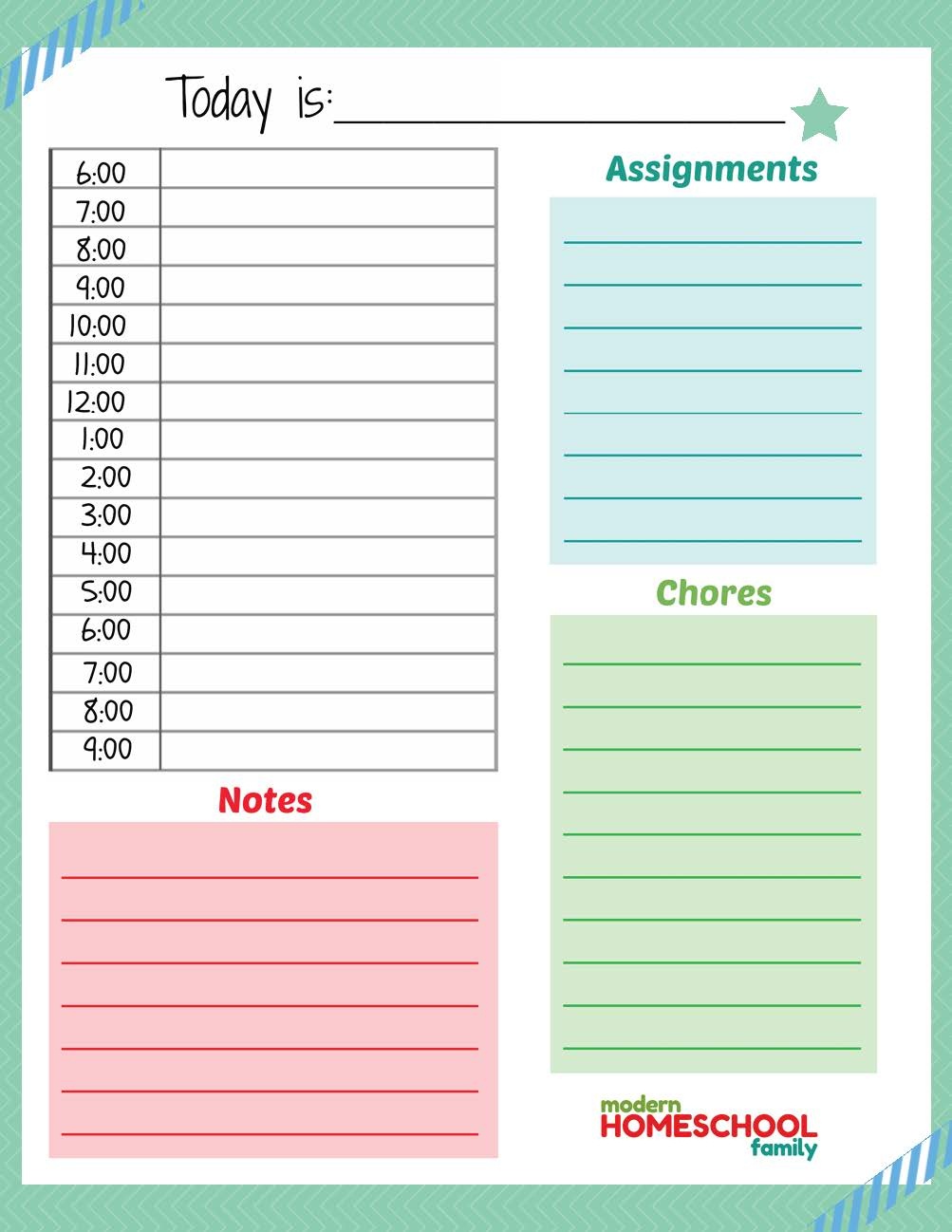 Printable Homeschool Planner Page For Kids - Modern Homeschool Family - Free Homeschool Printable Worksheets