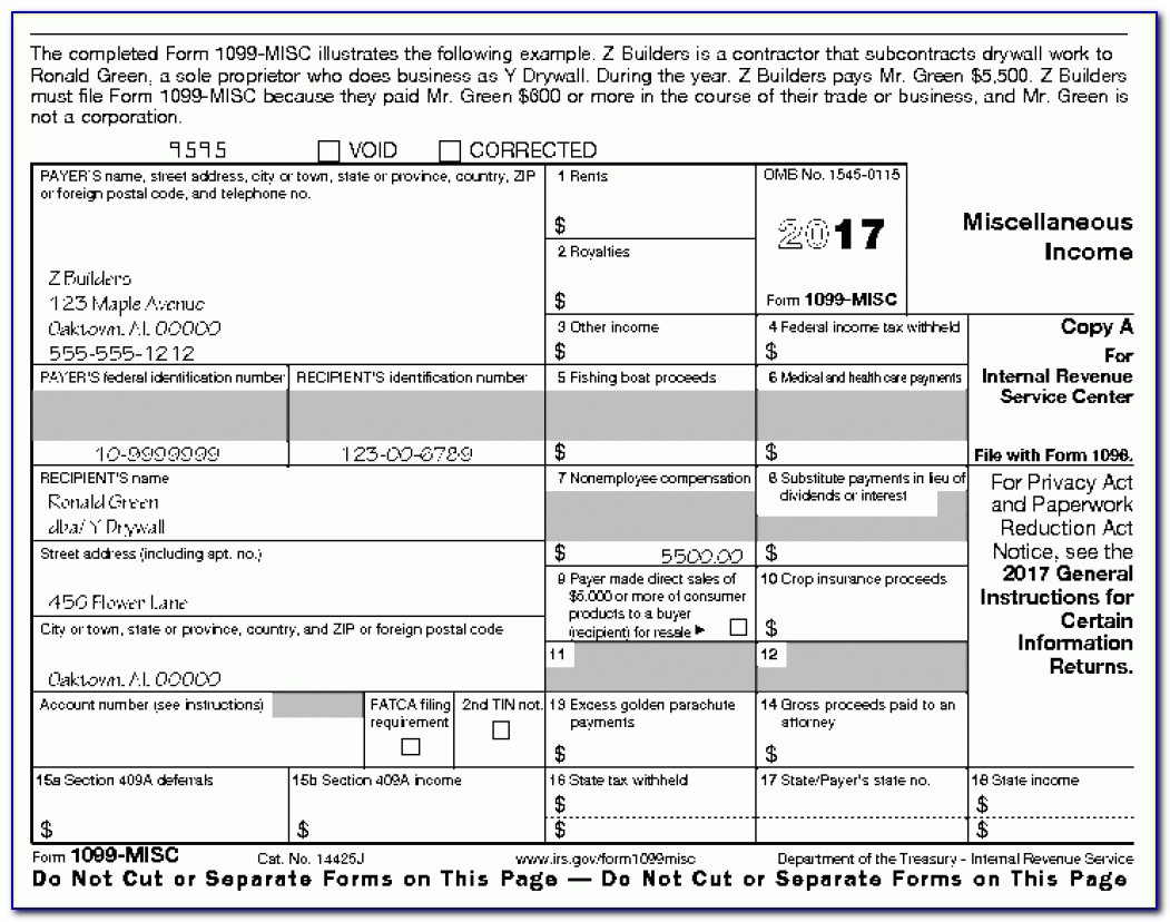 Printable Form 1099 Misc