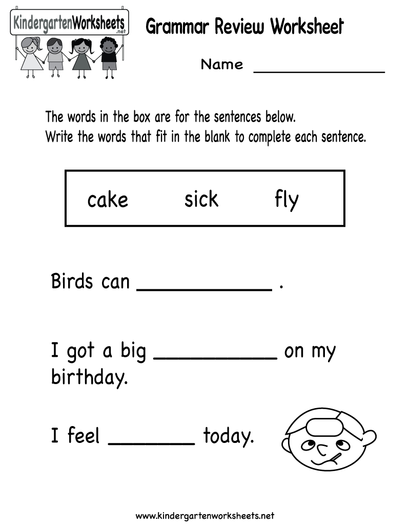 Printable Kindergarten Worksheets | Free Printable Grammar Review - Free Printable Language Arts Worksheets For Kindergarten