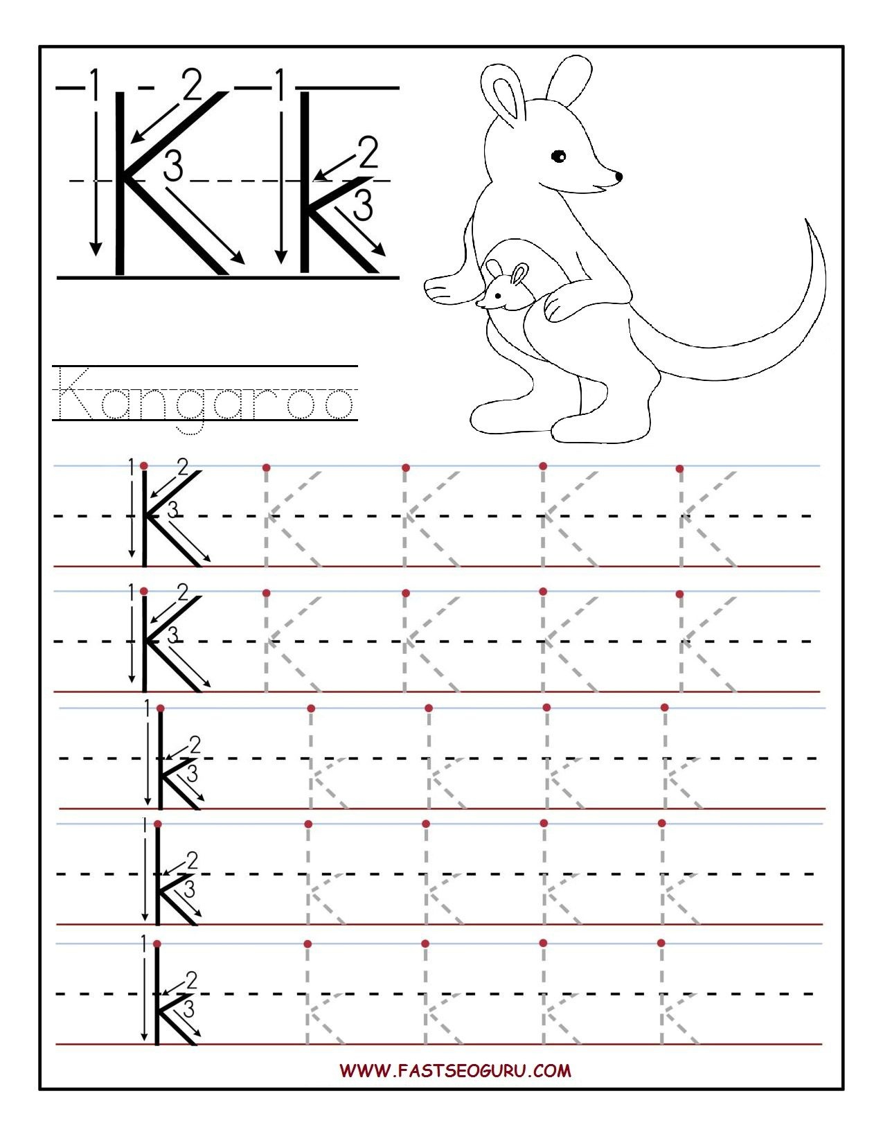 Printable Letter K Tracing Worksheets For Preschool | Learning - Free Printable Letter K Worksheets